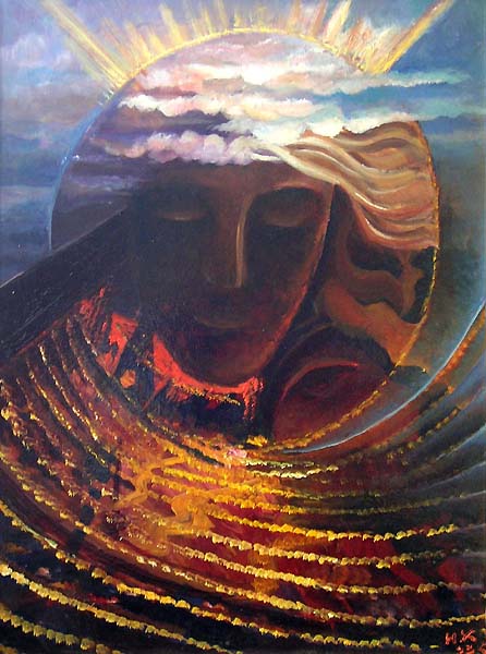 "Музыка сфер", оргалит, масло,50.35 см, 1993 год