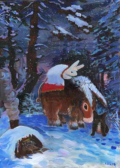 "НОЯБРЬ.ПЕРВЫЙ СНЕГ", оргалит,масло, 2000 год